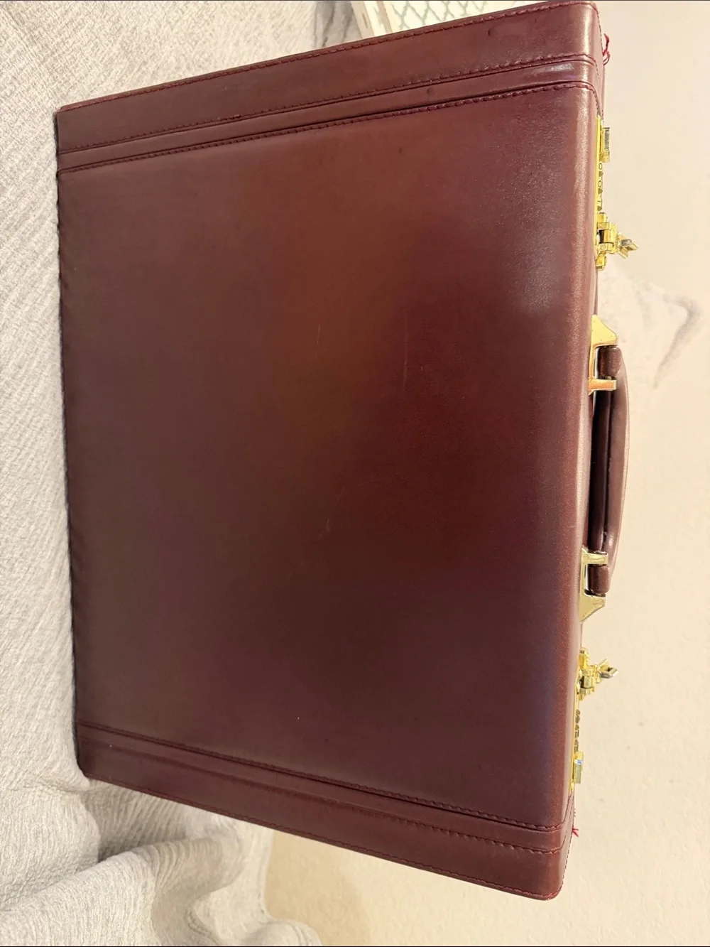 Presto Leather Classic Brown Leather Briefcase with Gold Hardware Vintage!!